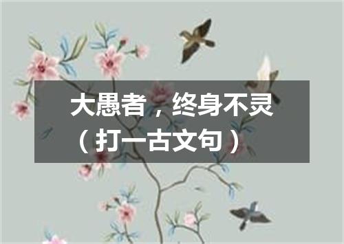 大愚者，终身不灵（打一古文句）