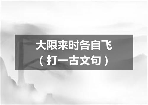 大限来时各自飞（打一古文句）