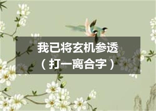 我已将玄机参透（打一离合字）