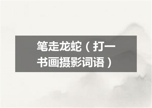 笔走龙蛇（打一书画摄影词语）