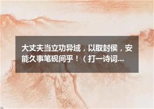 大丈夫当立功异域，以取封侯，安能久事笔砚间乎！（打一诗词句）