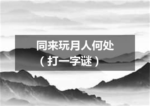 同来玩月人何处（打一字谜）