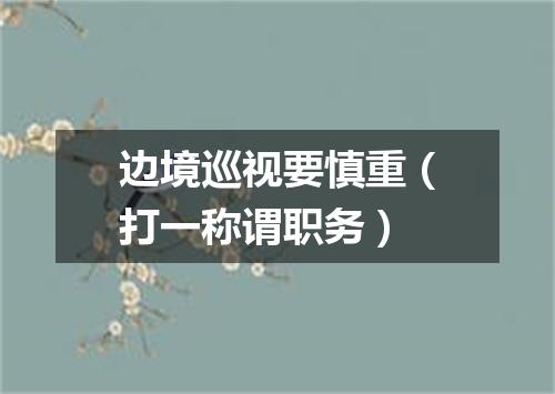 边境巡视要慎重（打一称谓职务）