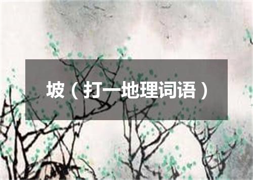 坡（打一地理词语）