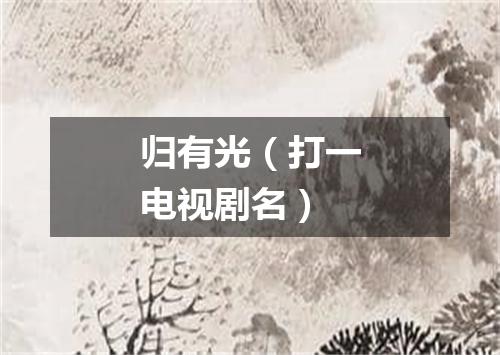归有光（打一电视剧名）