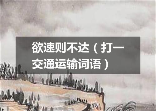 欲速则不达（打一交通运输词语）