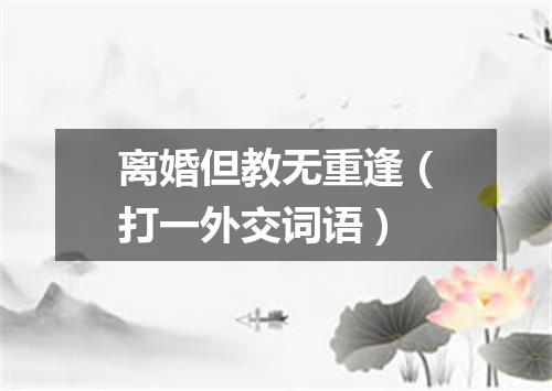 离婚但教无重逢（打一外交词语）