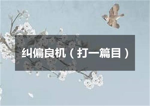 纠偏良机（打一篇目）