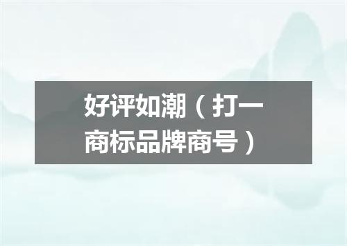 好评如潮（打一商标品牌商号）
