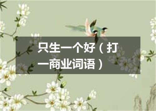 只生一个好（打一商业词语）