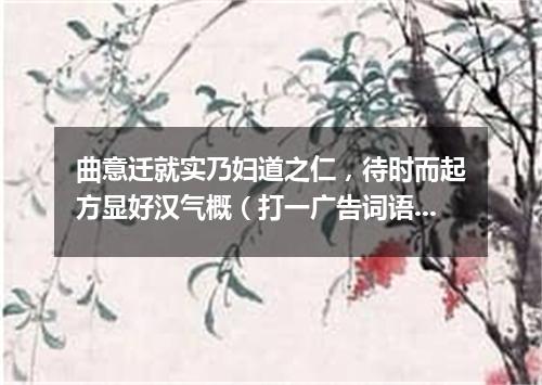 曲意迁就实乃妇道之仁，待时而起方显好汉气概（打一广告词语）