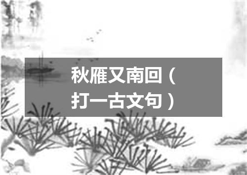 秋雁又南回（打一古文句）