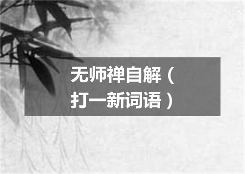 无师禅自解（打一新词语）