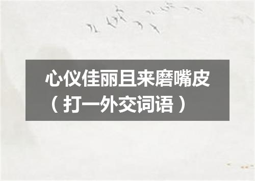 心仪佳丽且来磨嘴皮（打一外交词语）