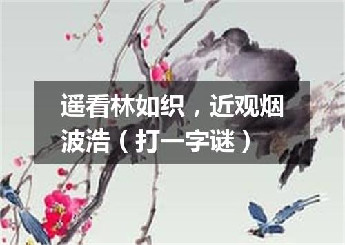 遥看林如织，近观烟波浩（打一字谜）