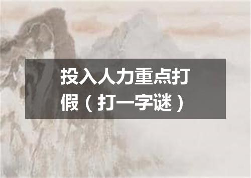 投入人力重点打假（打一字谜）