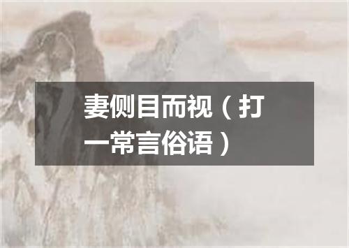 妻侧目而视（打一常言俗语）