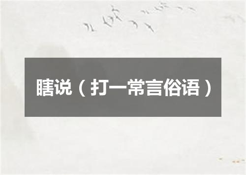 瞎说（打一常言俗语）