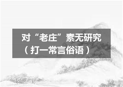 对“老庄”素无研究（打一常言俗语）