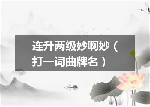 连升两级妙啊妙（打一词曲牌名）