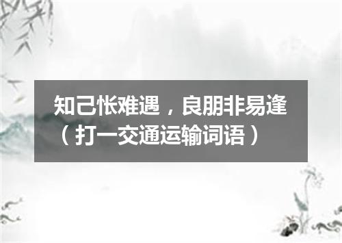 知己怅难遇，良朋非易逢（打一交通运输词语）