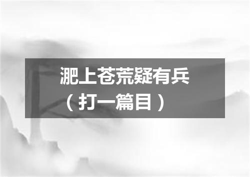 淝上苍荒疑有兵（打一篇目）