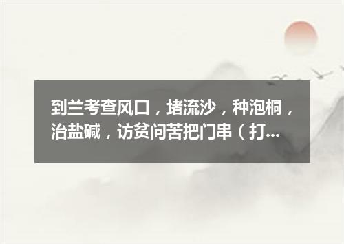 到兰考查风口，堵流沙，种泡桐，治盐碱，访贫问苦把门串（打一书画摄影词语）