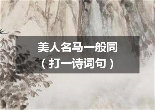 美人名马一般同（打一诗词句）