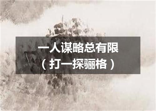 一人谋略总有限（打一探骊格）