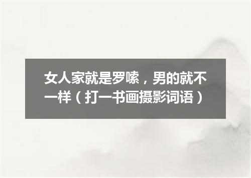 女人家就是罗嗦，男的就不一样（打一书画摄影词语）