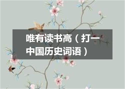 唯有读书高（打一中国历史词语）
