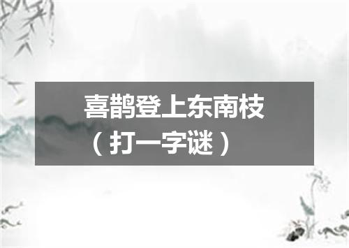 喜鹊登上东南枝（打一字谜）