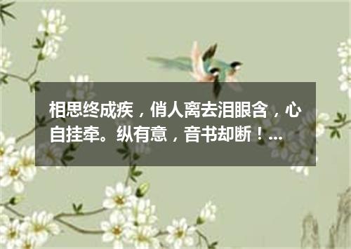 相思终成疾，俏人离去泪眼含，心自挂牵。纵有意，音书却断！（打一电信词语）