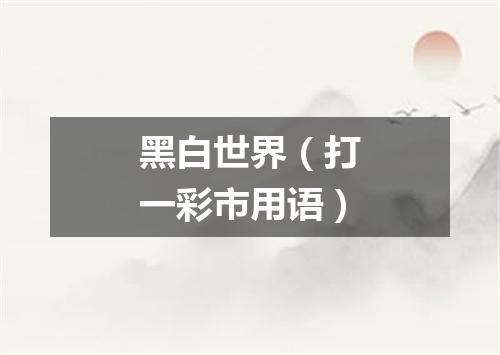 黑白世界（打一彩市用语）