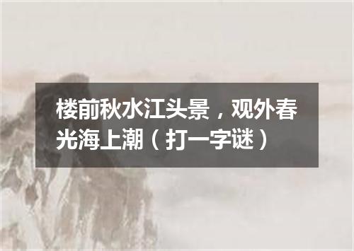 楼前秋水江头景，观外春光海上潮（打一字谜）