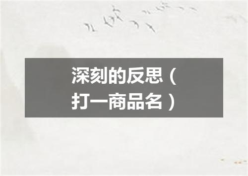 深刻的反思（打一商品名）