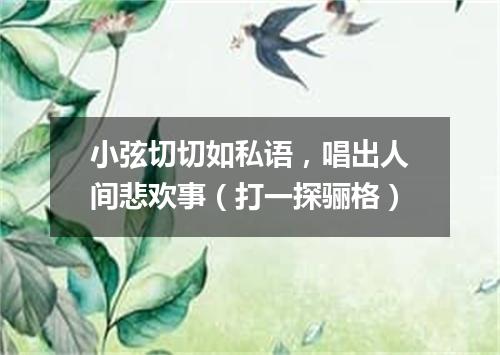小弦切切如私语，唱出人间悲欢事（打一探骊格）