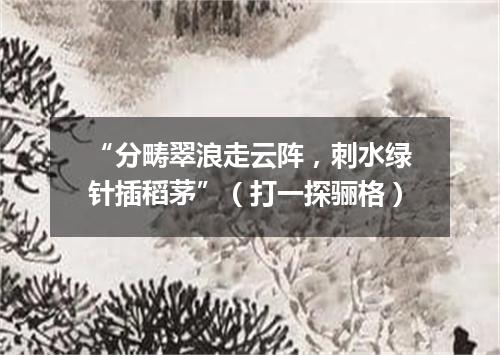 “分畴翠浪走云阵，刺水绿针插稻茅”（打一探骊格）