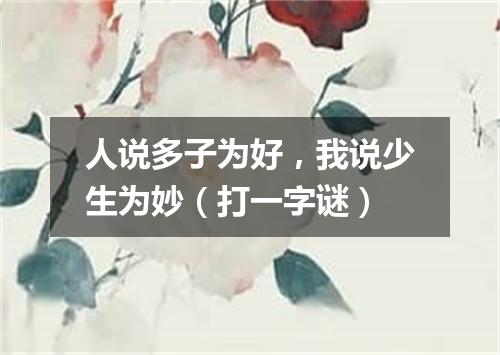 人说多子为好，我说少生为妙（打一字谜）
