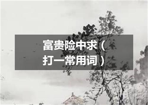 富贵险中求（打一常用词）