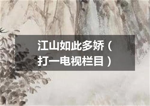 江山如此多娇（打一电视栏目）