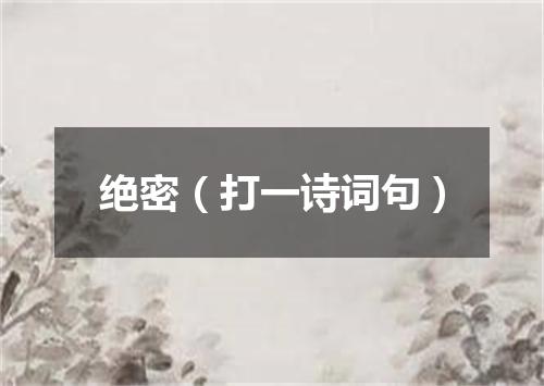 绝密（打一诗词句）