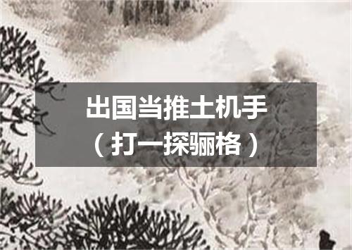 出国当推土机手（打一探骊格）