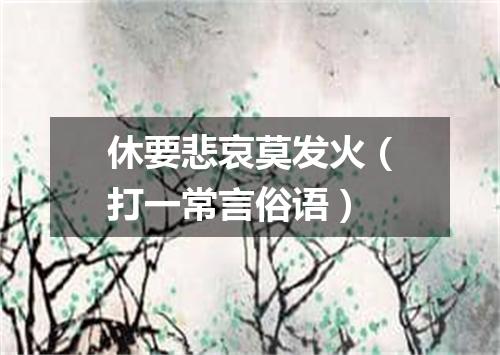 休要悲哀莫发火（打一常言俗语）