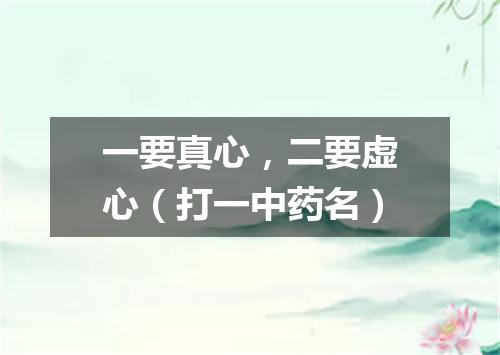 一要真心，二要虚心（打一中药名）
