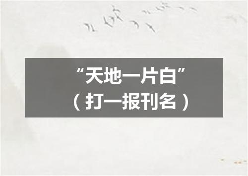 “天地一片白”（打一报刊名）