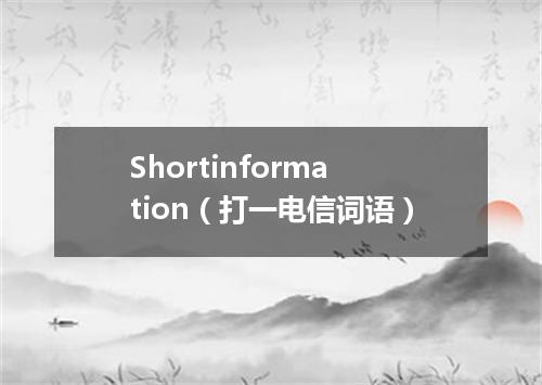 Shortinformation（打一电信词语）