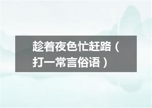 趁着夜色忙赶路（打一常言俗语）