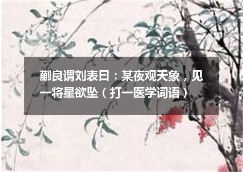 蒯良谓刘表曰：某夜观天象，见一将星欲坠（打一医学词语）