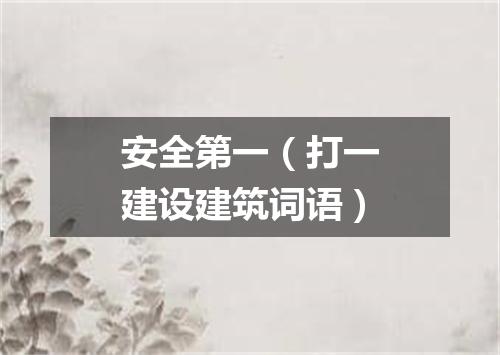安全第一（打一建设建筑词语）